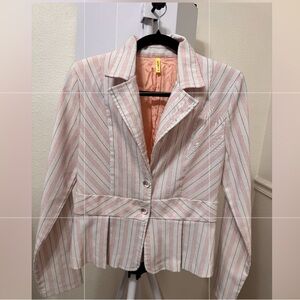 Tempted Hearts Pink and White Striped Blazer